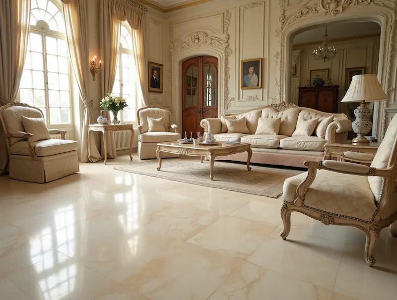 French Country Charm with Tile Marble Floors