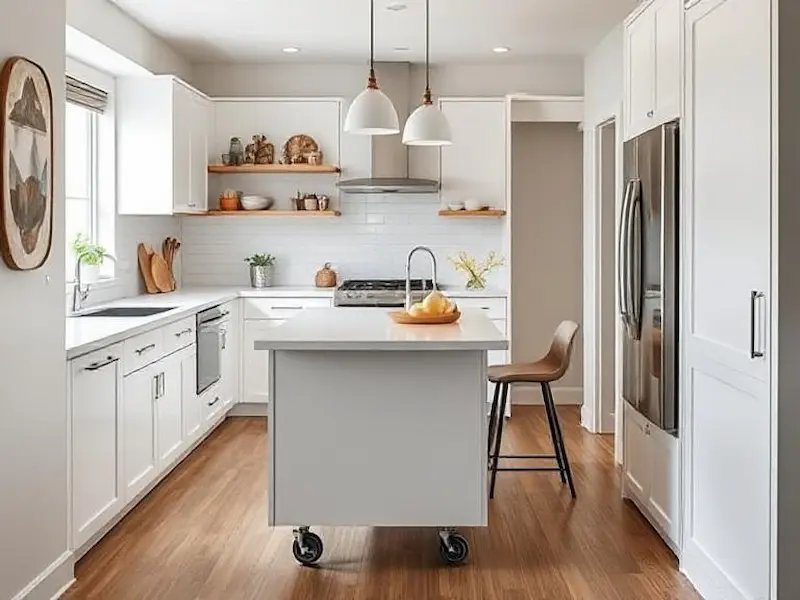 Bilevel Kitchen with Floating Floor Islands