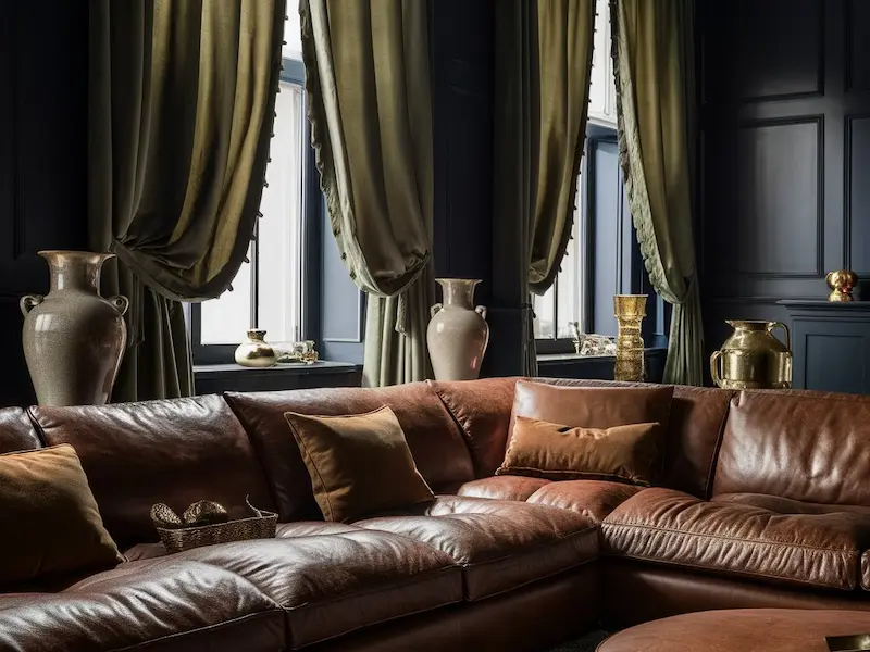 Brown Couch in a Moody Setting 3