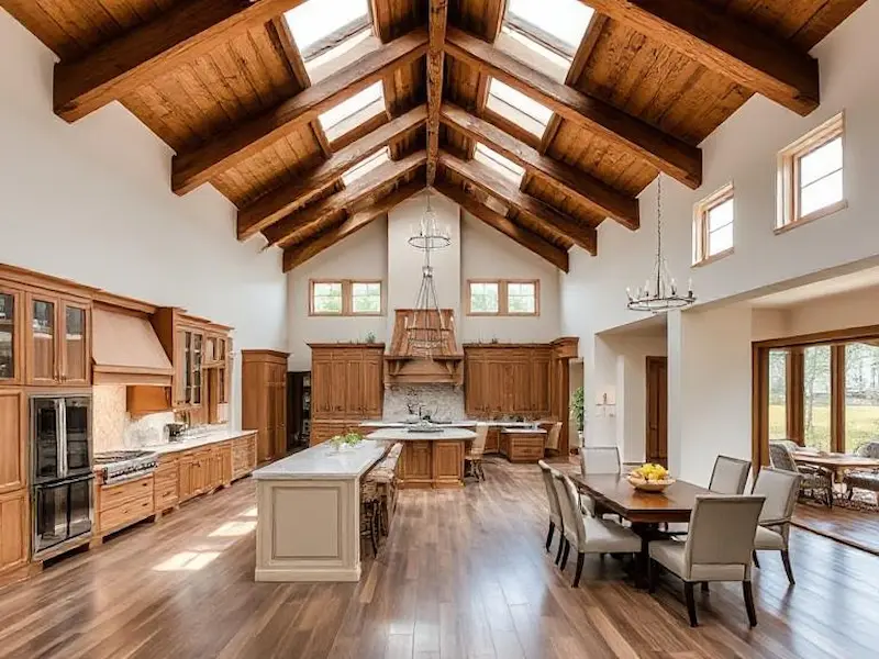 Great Room Kitchen with Vaulted Ceilings