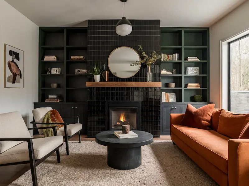 Fireplace as the Moody Focal Point