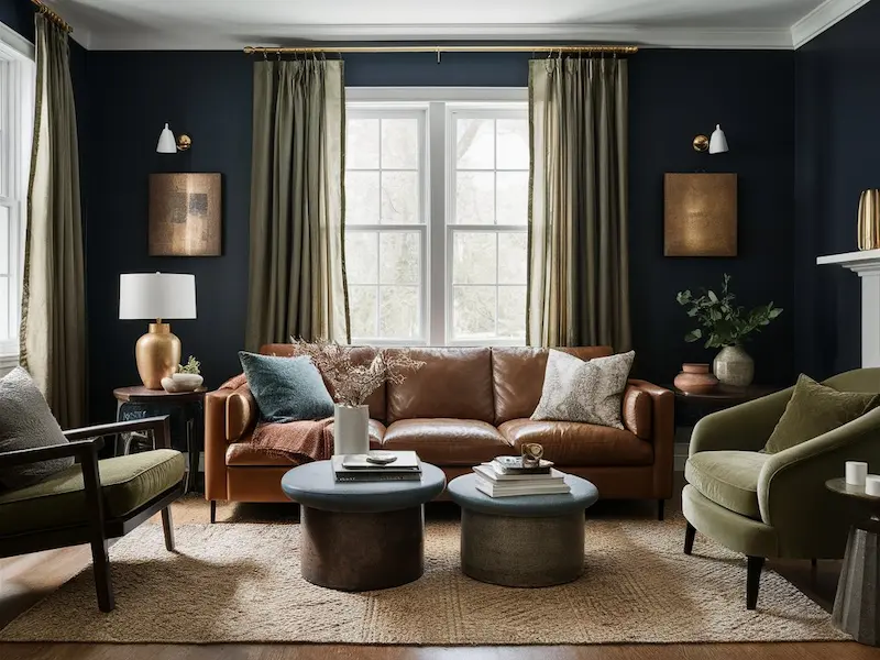 Brown Couch in a Moody Setting