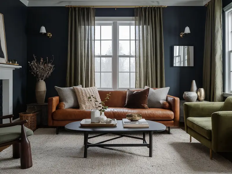 Brown Couch in a Moody Setting 2
