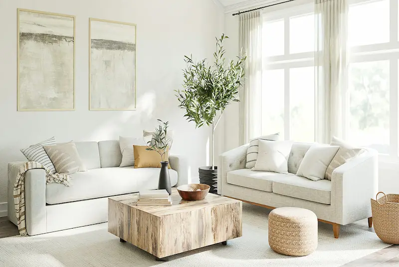 Living Room: Earth-Toned Palette with Subtle Accents